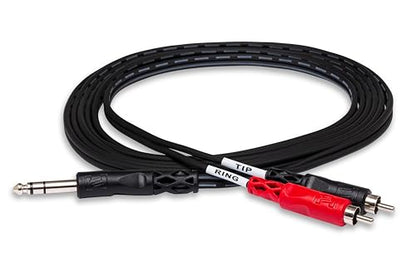 Hosa TRS-202 1/4 Inch TRS to Dual RCA Insert Cable, 6.6 Feet | Stereo audio signal routing with 6.6ft length and gold-plated connectors