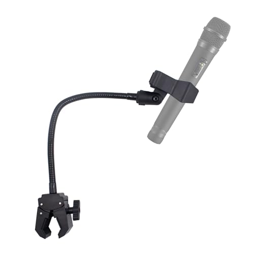 Gooseneck Microphone Stand with Crab Clamp, 11.8 Inch Flexible Adjustable Desk Arm with Microphone Clip for Music Recording Equipment and Live Broadcast Accessories