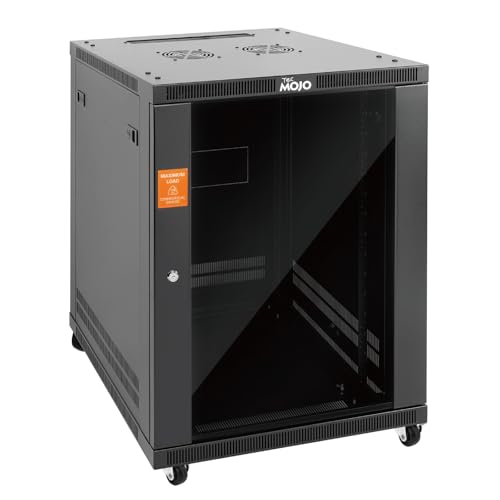 Tecmojo 15U Wall Mount Rack,15U Rack 23.6 Inch Depth,Hold Up to 176 Lbs,Enclosed Wall Mount Rack with 2 Colling Fans,for 19 Inch Network,Server and AV Gear,Glass Door(Elite Collection) - size: 15U/23.6in Depth/Glass Door