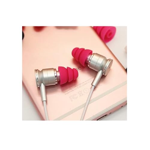 6 Pairs Triple Flange Ear Tip Triple Flange Eartip Replacement Earbud Tips Compatible with Most Earbuds Diameter 4mm - 5mm in-Ear Earphones, S/M/L(Pink) 431P6P - color: Pink