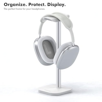 Headphone Stand, Desktop Headset Holder Heavy Base Desk Earphone Stand Aluminum Gaming Headset Hanger Rack Compatible with AirPods Max, AirPods Pro, Sony, Beats, Bose, Razer (White) - color: White