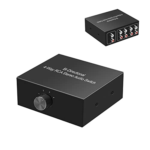 4-Way Bi-Directional RCA Stereo Audio Switch, 1 in 4 Out or 4 in 1 Out, L/R Sound Channel Audio Switch Splitter RCA Stereo Switch Selector for DVD Stereo Speaker CD Player (4-Way) - color: 4-Way