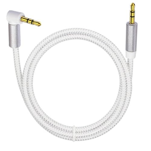 3.5Mm Aux Cable 3.5Mm Aux Cord 90 Degree Right Angle Auxiliary Cable Easy Connection Quality Sound for Smartphones and Speaker, Length: 200cm, White - size: Length: 200cm