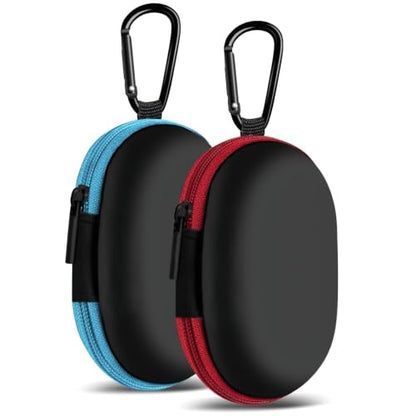 2 Pack Oval Earbud Case Storage Bag with Carabiner, Blue/Red - color: B3-oval blue+red