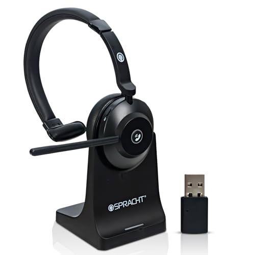 Spracht Blues Combo BT/USB Wireless Headphones for Working Professionals, Comfortable PC Headset, 40 Hour Battery Life, USB and Bluetooth Headset with Noise Cancelling Microphone for Work (Single Ear) - style: Single Ear