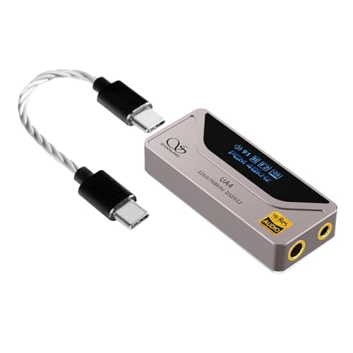 SHANLING UA4 Headphone Amplifier, Portable USB DAC AMP, Support MQA 16X,768kHz DSD512,High Driving Power for Android/iOS/Mac/Windows,Dongle Volume Control,3.5/4.4mm up to 237mW@32Ω Output (Titanium) - color: UA4 Titanium