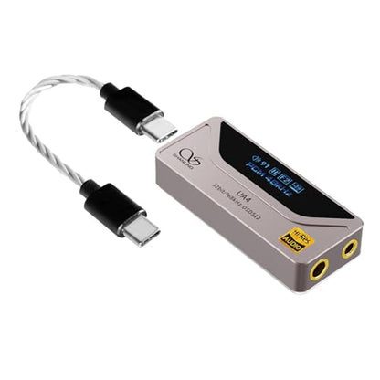 SHANLING UA4 Headphone Amplifier, Portable USB DAC AMP, Support MQA 16X,768kHz DSD512,High Driving Power for Android/iOS/Mac/Windows,Dongle Volume Control,3.5/4.4mm up to 237mW@32Ω Output (Titanium) - color: UA4 Titanium