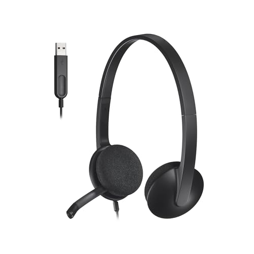 Logitech H340 Wired Stereo Headset for Windows and Mac, USB-A, Black