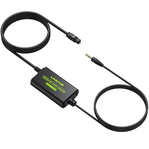 LiNKFOR 192kHz DAC Converter SPDIF to 3.5mm AUX Digital to Analog Audio Converter Optical Toslink to 3.5mm Audio Adapter with Optical Cable for HDTV Blu Ray DVD Amps - style: SPDIF to 3.5mm Converter