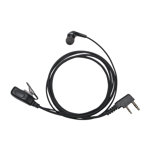 2-Pin in-Ear Earpiece Compatible with Kenwood TK-3107 2-Pack | Inline PTT mic, 360 degree lapel clip, soft silicone eartip, hands-free talk, fits Baofeng UV-5R UV-82 BF-888S