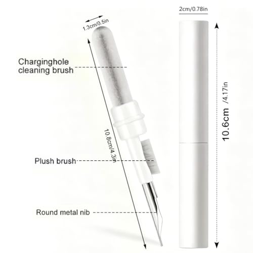 2-Pack Cleaning Brush Pen Set for Earbuds and Phones, Plastic Compact Cleaner Tool with Metal Tip (Black,White) - color: White + Black