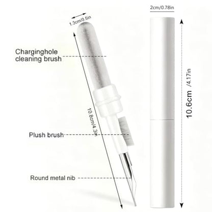 2-Pack Cleaning Brush Pen Set for Earbuds and Phones, Plastic Compact Cleaner Tool with Metal Tip (White) - color: White