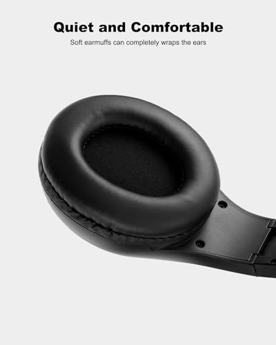 Portable Personal FM Radio Headphones with Best Reception, Wireless Headset FM Radio Ear Muffs for Walking, Jogging Powered by 2 AA Batteries(Not Included) -Black