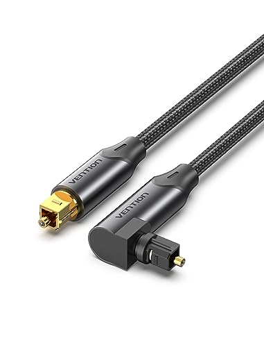 VENTION 90 Degree Digital Optical Audio Cable - Fiber Optic Cable with Gold-Plated Nylon Braided S/PDIF, for Sound Bar, TV, Home Theater, PS4, Xbox, PlayStation - size: 33FT