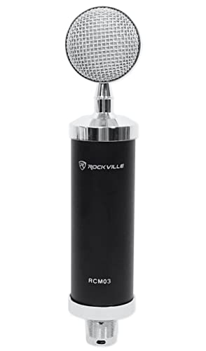 Rockville RCM03 Studio Condenser Mic with Vocal Isolation Shield | Cardioid, 16mm Diaphragm, 30Hz-20kHz, XLR/3.5mm Cable, Shock Mount, ROCKSHIELD 3 5-Panel Isolation Shield, Recording, 2-Items