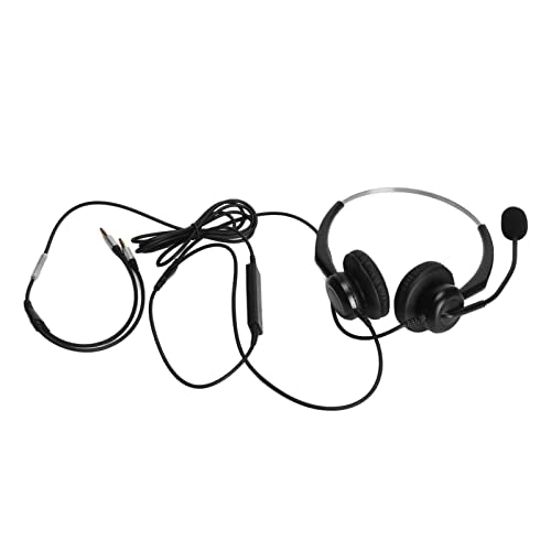 Professional Wired Business Headset Office Headset Telephone with Noise Canceling Microphone Clear Calls Hearing Adjustable Headband for Call Center Business Work (Dual 3.5mm Interface) - size: Dual 3.5mm Interface