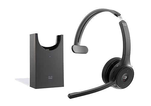 Cisco Headset 721, Wireless Single On-Ear Bluetooth Headphones, Webex Button, USB-A HD Bluetooth Adapter, Soft Case, Charging Stand, Carbon Black, 2-Year Limited Liability Warranty(HS-WL-721-BUNAS-C) - color: Carbon Black, size: Adjustable, style: Profess