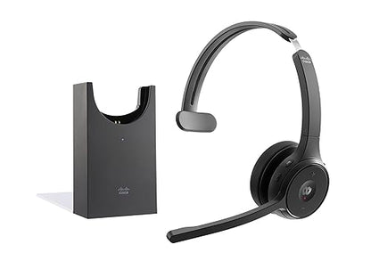 Cisco Headset 721, Wireless Single On-Ear Bluetooth Headphones, Webex Button, USB-A HD Bluetooth Adapter, Soft Case, Charging Stand, Carbon Black, 2-Year Limited Liability Warranty(HS-WL-721-BUNAS-C) - color: Carbon Black, size: Adjustable, style: Profess