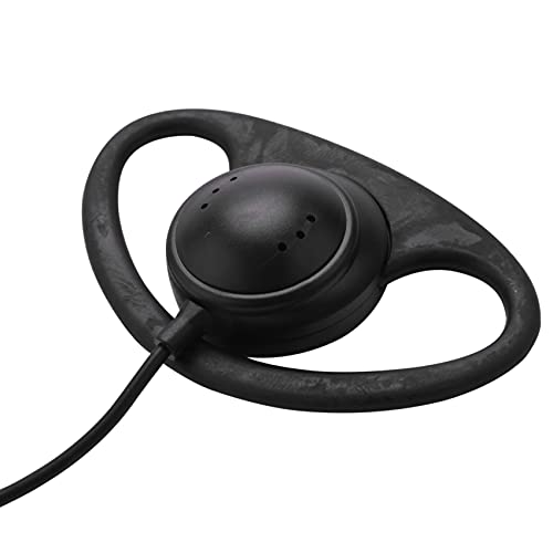 2 Pin Advanced D Shape Clip-Ear Ptt Headset Earpiece Mic 2 Way Radios GP88S GP300 GP68 GP2000 GP88 GP3188 CP040 CP1200 A8 A6 A10 A12, Black