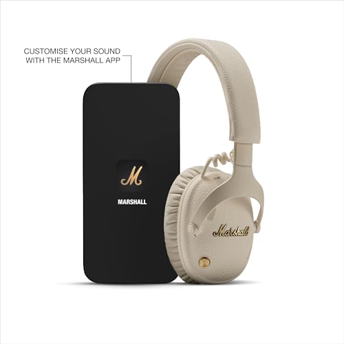 Marshall Monitor III A.N.C. Wireless Over-Ear Bluetooth Headphones - Active Noise Cancellation | 100+ Hr Playtime | Microphone for Calls | Lightweight, Foldable Design for Travel - Cream - color: Cream