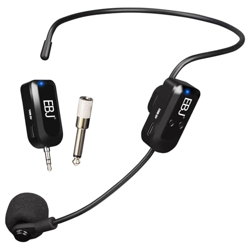 EBJ 2.4G Wireless Headset Mic and Handheld Mic 2 in 1, 30m Stable Transmission, Dual Type-c USB Charging, Compatible with Speakers, Voice Amplifier, PA System (KX-620-1)