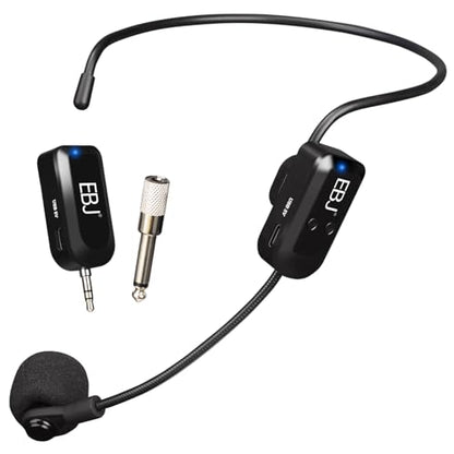 EBJ 2.4G Wireless Headset Mic and Handheld Mic 2 in 1, 30m Stable Transmission, Dual Type-c USB Charging, Compatible with Speakers, Voice Amplifier, PA System (KX-620-1)