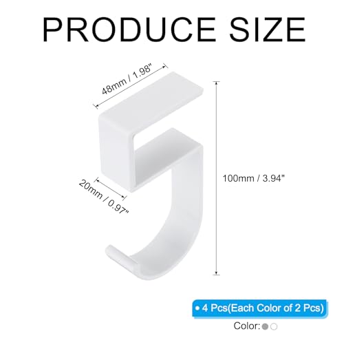 PATIKIL 4Pcs Purse Hook for Table, 5-Shaped Purse Hanger for Desk Portable Nail Free Heavy Duty Under Desk Handbag Holder Backpack Headphone Small Hook, White/Gray - color: White/Gray