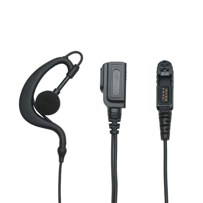 XPR3500e Earpiece Headset with PTT Compatible with Motorola Walkie Talkie | G-shape ear hook, low-profile PTT clip. Compatible with XPR3500e, XPR3300e, XIR P6600 Two Way Radio