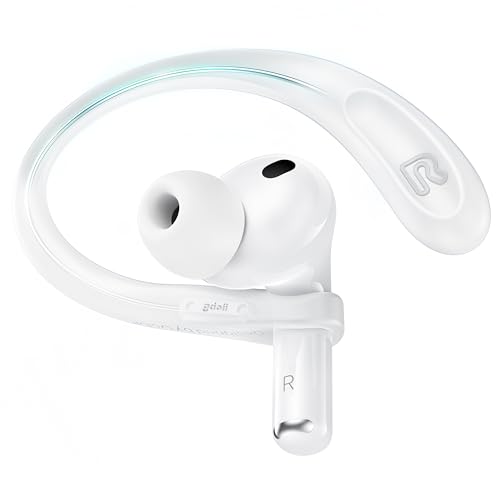 Titanium Alloy Ear Hooks for AirPods Pro 3/2/1, AirPods 4/3, White | Anti-Slip Sport Grip Accessories Compatible with AirPods, Added Anti-Lost Lanyard for Comfortable Secure Fit During Sports
