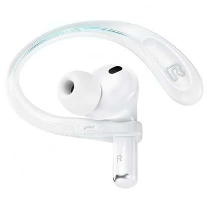 Titanium Alloy Ear Hooks for AirPods Pro 3/2/1, AirPods 4/3, White | Anti-Slip Sport Grip Accessories Compatible with AirPods, Added Anti-Lost Lanyard for Comfortable Secure Fit During Sports