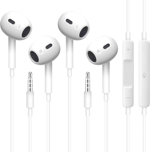 Headphones Earphones Wired with 3.5mm Plug, Wired Ear Buds with Built-in Remote to Control Music, Phone Calls, and Volume, Microphone Compatible with iPhone/Android/Laptop/PC(2 Pack)