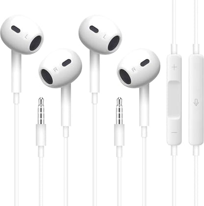 Headphones Earphones Wired with 3.5mm Plug, Wired Ear Buds with Built-in Remote to Control Music, Phone Calls, and Volume, Microphone Compatible with iPhone/Android/Laptop/PC(2 Pack)