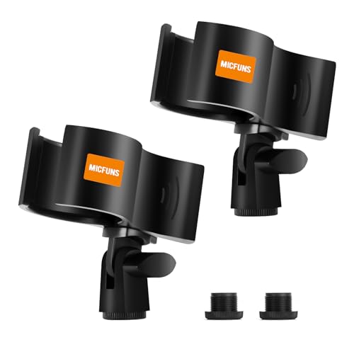 2 Pcs Upgraded Microphone Clip, Adjustable Mic Holder for Microphones with Outer Diameter Between 32mm and 60mm (2)