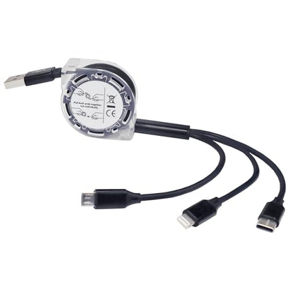 BoxWave Cable Compatible with Audio-Technica ATR2100x-USB - AllCharge miniSync, Retractable, Portable USB Cable - Jet Black