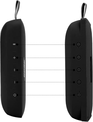 co2CREA Soft Silicone Case Replacement for Bose SoundLink Flex Bluetooth Portable Speaker (Silicone Case, Black Case) | Adjustable Shoulder Strap, Crossbody Carrying, Aluminum Carabiner, Lightweight - color: Black Case