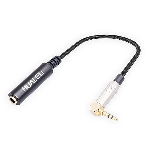 1FT 1/4" Female to 1/8" Male Right Angle Stereo Audio Adapter TRS 6.35 (1/4 inch) Female to 3.5 (1/8 inch) Male Adapter Cable for Amplifier, Guitar, Headphone, Laptop, Phone - size: 1Feet