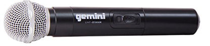 Gemini UHF Wireless Handheld Microphone System (UHF-01M-F2) | UHF wireless handheld mic system - 150 ft range - volume rotary control - auto-pairing, plug-and-play
