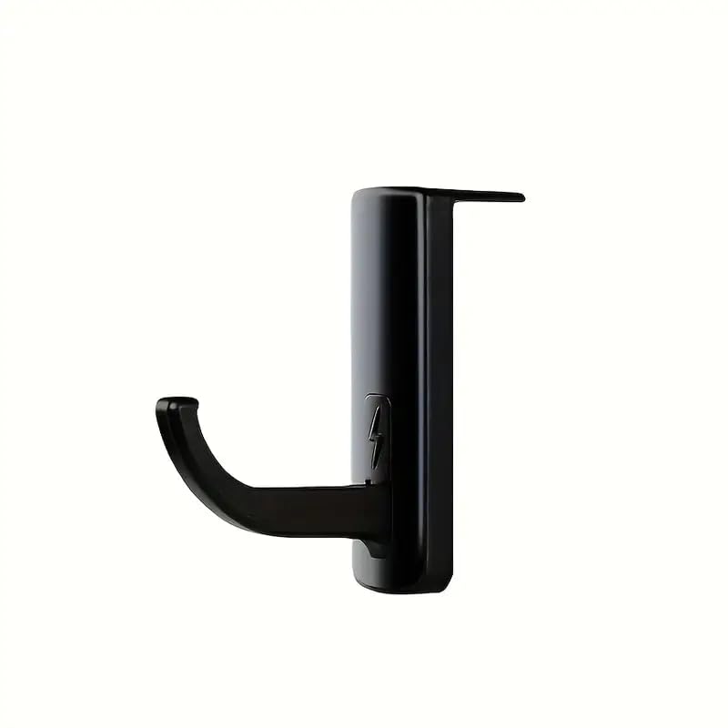 Generic 1pcs Headphone Hanger Holder, Wall Mount, Headset Hook, Under Desk, Earphones, Black, Silicone, Multiple Surfaces - color: Black