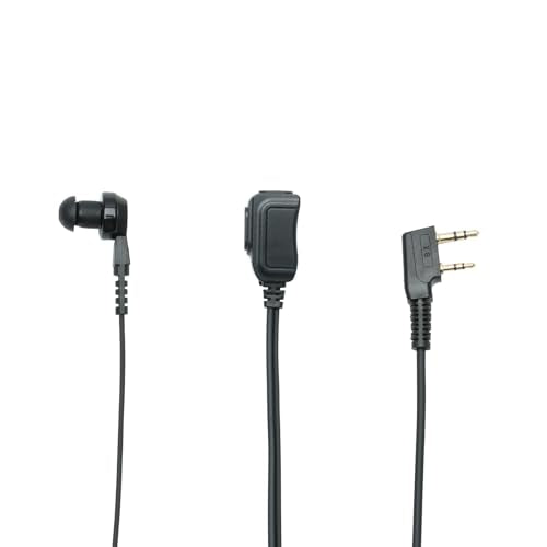 in-Ear Earpiece Compatible with Kenwood TK-3360 Baofeng UV-5RTP | In-ear bud, PTT mic, K1 2-pin; Compatible with TK-3140 TK-3402 BF-888S BF-F8HP UV-5R H-777 RT21 RT7