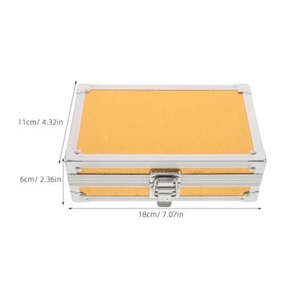 Lockable Equipment Storage Case: 7'' Aluminum Hard Shell Briefcase with Pre-Diced Protective Foam - Carrying Case for Wireless Mic Setups Camera Gear - color: Golden