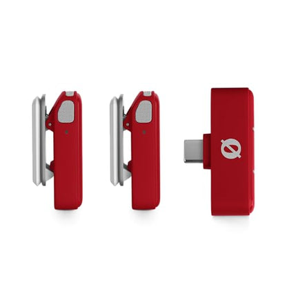 RØDE Wireless Micro - Compact Wireless Microphone, Two Mics with Charge Case for Smartphone Content Creation - USB-C, Red | Two Mics with Charge Case for Smartphone Content Creation, USB-C, Red - color: USB-C Red