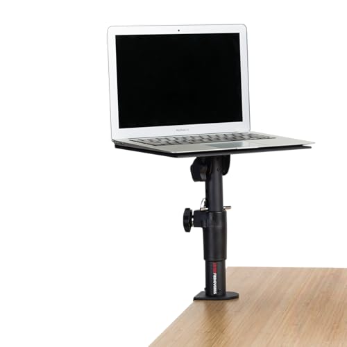Gator Frameworks Set of 2 Clamp On Desktop Studio Speaker Stands | Height and Tilt Adjustable with 12 x 9" EVA-lined platforms & 60 lbs. Weight Capacity (GFWSPKSTMNDSKCMP) - style: Desktop Mounted
