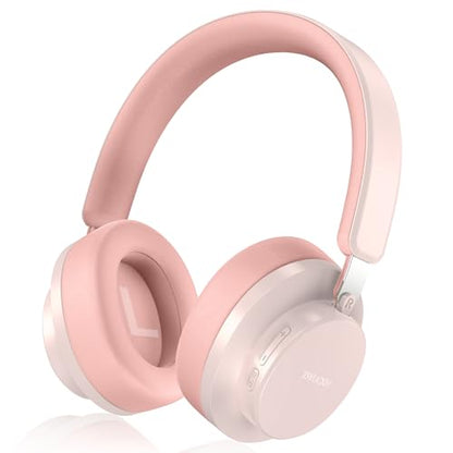 Over Ear Headphones Wireless Bluetooth, Noise Cancelling Headphones Bluetooth with Microphone, Cancelling Wireless Headphones Over Ear, 65h Playtime, Clear Calls, Comfort Fit For Travel (Pink) - color: Pink