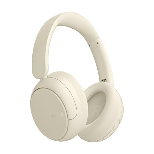 TALIX H30 Hybrid Active Noise Cancelling Headphones, 110H Playtime Hi-Res Audio Bluetooth 6.0 Wireless Over Ear ANC Headphones for Commute/Travel (Off-White) - color: Off-white