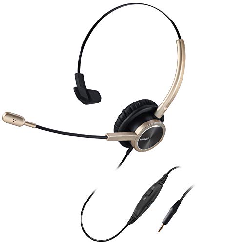 MAIRDI Cell Phone Headset with Microphone Noise Canceling, Laptop Headset 3.5mm Jack for Office Work, Phone Headset for iPhone Computer Samsung Androids Tablets Skype Teams Video Conference - style: Mono 809G