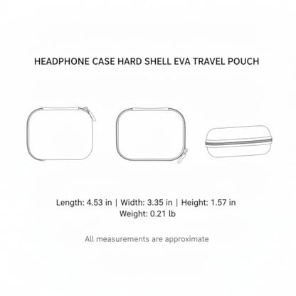 Headphone Case Hard Shell EVA Travel Pouch for Over Ear Headphones with Zipper, 6.5 x 4.5 x 1.6 Inch (1 PC)