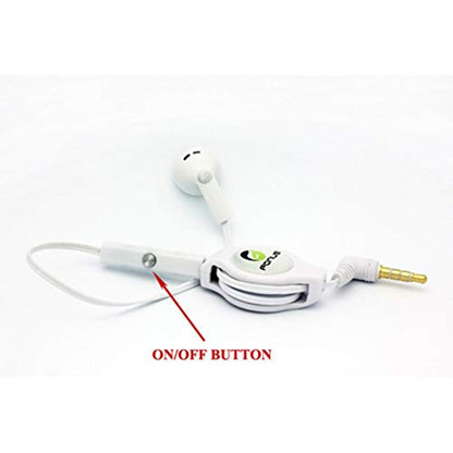 Retractable Mono Earphone Compatible with Samsung Galaxy A25 5G/A15 5G Phones - Headphone 3.5mm w Mic Headset Handsfree Earbud Earpiece