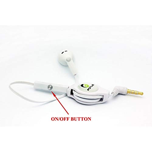 Retractable Mono Earphone Headphone 3.5mm w Mic Headset Handsfree Earbud Z6Y Compatible with Amazon Fire 7 / Kids (2022 Release), HD 8 (2022 Release), HD 10 (2021 Release)