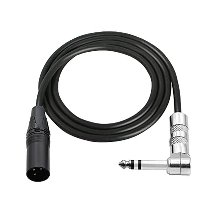 1/4 to XLR 케이블 90도 직각 6.35mm TRS 수 플러그 - XLR 수 플러그 오디오 스테레오 마이크 케이블, 스피커, 무대, DJ 등용(2M)