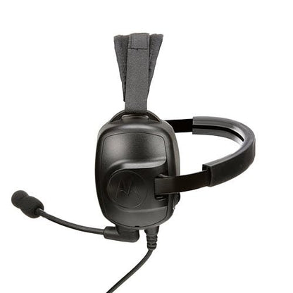 PMLN6853A Motorola OEM, Behind Ear Headset Boom Mic, Noise Canceling, 24dB Noise Reduction, Push-to-Talk Button, APX Radio Compatible, Heavy-Duty, Industrial Use, Black